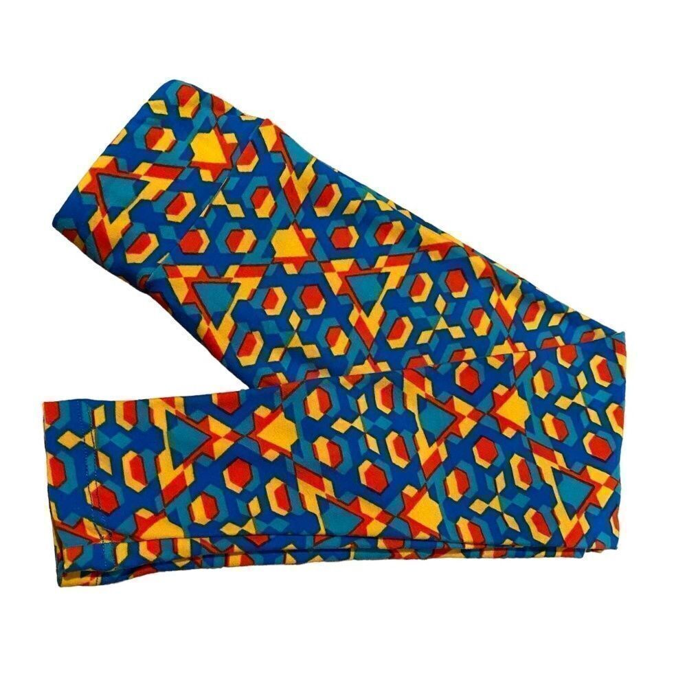 0661 LulaRoe Kids Leggings S/M Triangles and Circles Print Green and Beige New